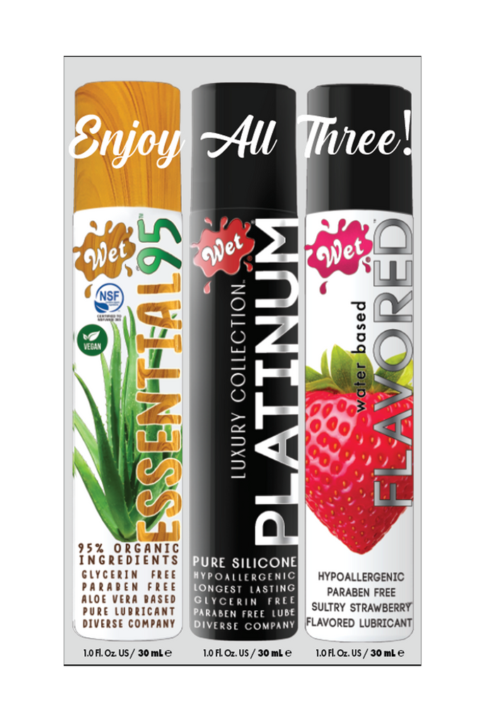 Wet® 3 PACK SAMPLER (1OZ ESSENTIAL95, PLATINUM, STRAWBERRY) 1 Fl. Oz./30mL x 3